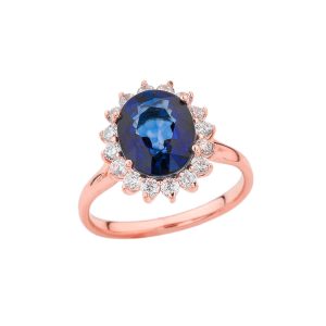 Sapphire & CZ Inspire Halo Gemstone Ring in 9ct Rose Gold