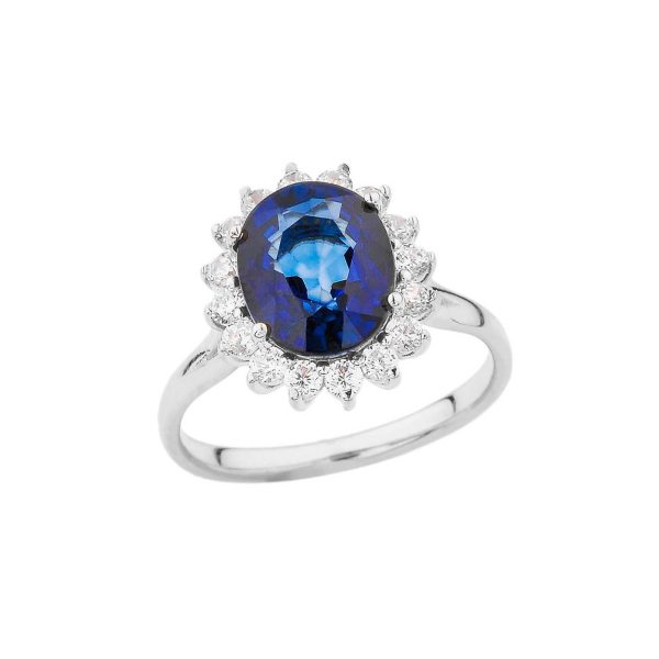 Sapphire & Diamond Inspire Halo Gemstone Ring in 9ct White Gold