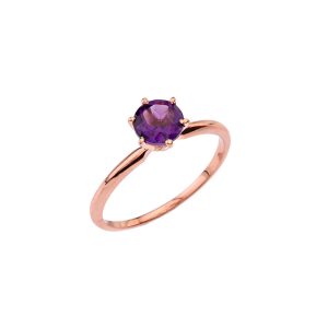 Amethyst Classic Gemstone Ring in 9ct Rose Gold