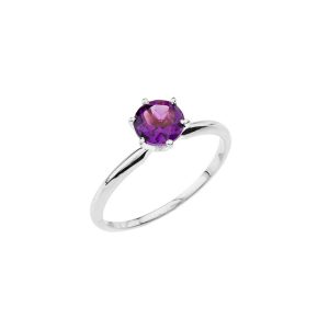 Amethyst Classic Gemstone Ring in 9ct White Gold