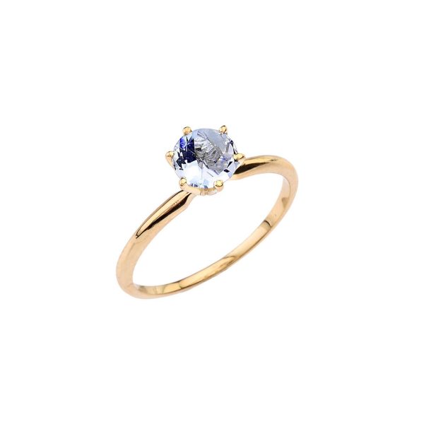 Aquamarine Classic Gemstone Ring in 9ct Gold