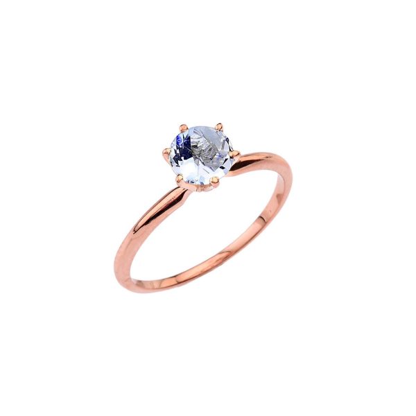 Aquamarine Classic Gemstone Ring in 9ct Rose Gold