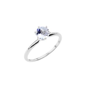 Aquamarine Classic Gemstone Ring in 9ct White Gold