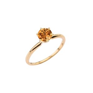 Citrine Classic Gemstone Ring in 9ct Gold