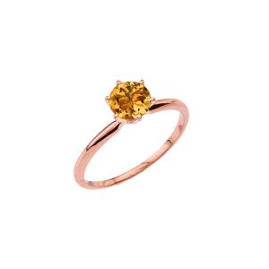 Citrine Classic Gemstone Ring in 9ct Rose Gold