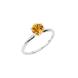 Citrine Classic Gemstone Ring in 9ct White Gold