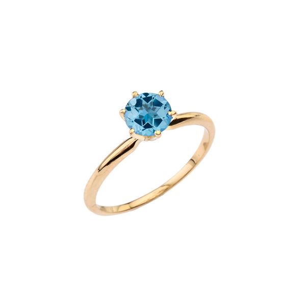 Blue Topaz Classic Gemstone Ring in 9ct Gold