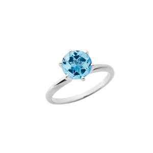 Blue Topaz Ring in 9ct White Gold