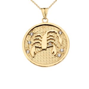 Men's Diamond Scorpio Zodiac Constellation Pendant Necklace in 9ct Gold