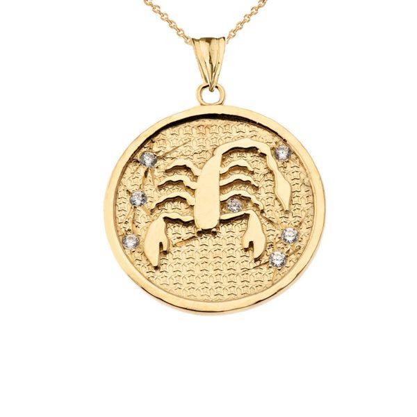 Men's Diamond Scorpio Zodiac Constellation Pendant Necklace in 9ct Gold