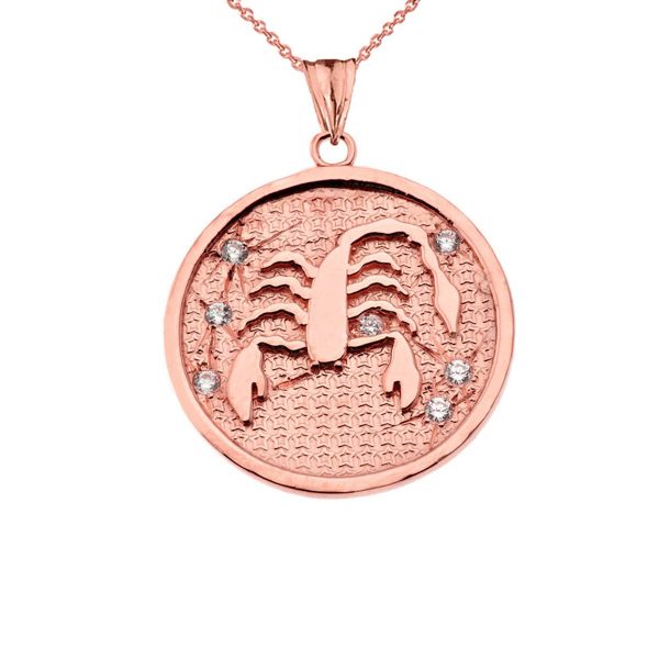 Men's Diamond Scorpio Zodiac Constellation Pendant Necklace in 9ct Rose Gold