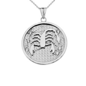 Men's Diamond Scorpio Zodiac Constellation Pendant Necklace in 9ct White Gold