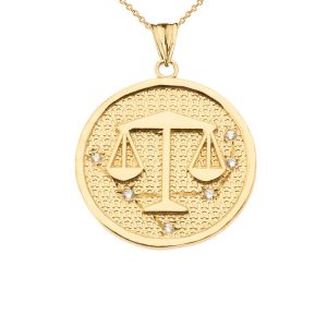 Men's Diamond Libra Zodiac Constellation Pendant Necklace in 9ct Gold