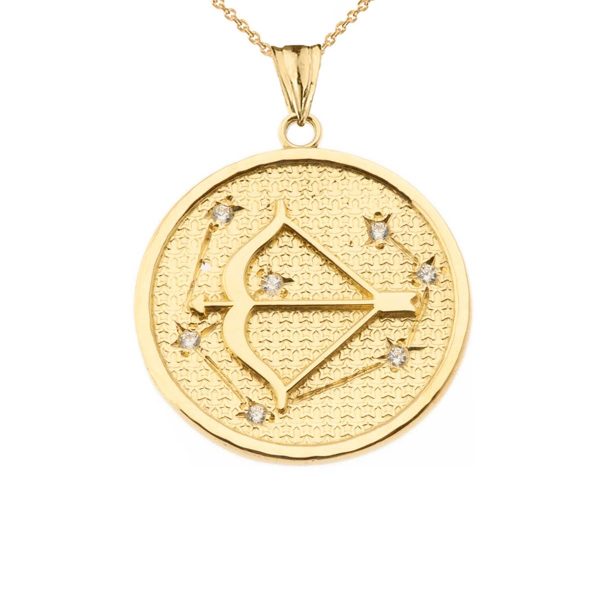 Men's Diamond Sagittarius Zodiac Constellation Pendant Necklace in 9ct Gold