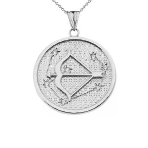 Men's Diamond Sagittarius Zodiac Constellation Pendant Necklace in 9ct White Gold