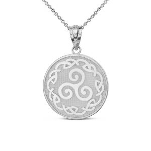 Triskele Spiral Medallion Pendant Necklace in Sterling Silver