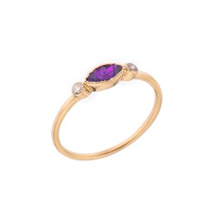 Amethyst & White Topaz Stackable Gemstone Ring in 9ct Gold