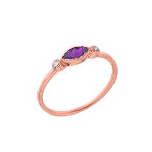 Amethyst & White Topaz Stackable Gemstone Ring in 9ct Rose Gold