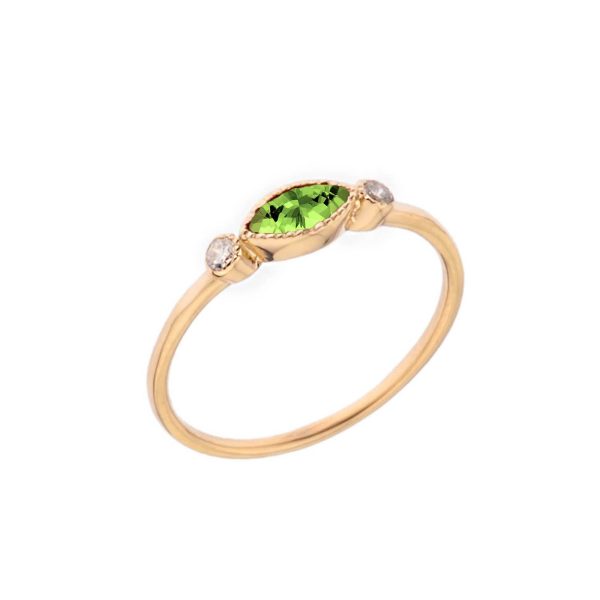 White Topaz & Peridot Stackable Gemstone Ring in 9ct Gold