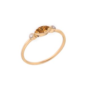 Citrine & White Topaz Stackable Gemstone Ring in 9ct Gold