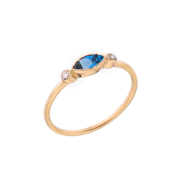 White Topaz & Blue Topaz Stackable Gemstone Ring in 9ct Gold