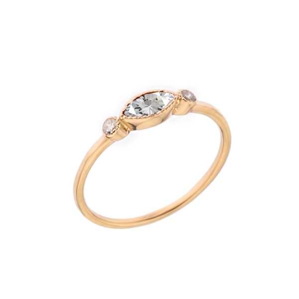 White Topaz & CZ Stackable Gemstone Ring in 9ct Gold