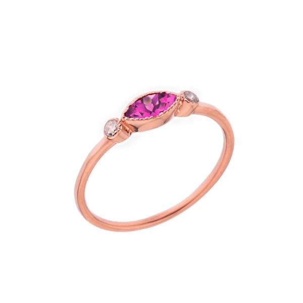 Alexandrite & White Topaz Stackable Gemstone Ring in 9ct Rose Gold