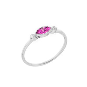 Alexandrite & White Topaz Stackable Gemstone Ring in 9ct White Gold