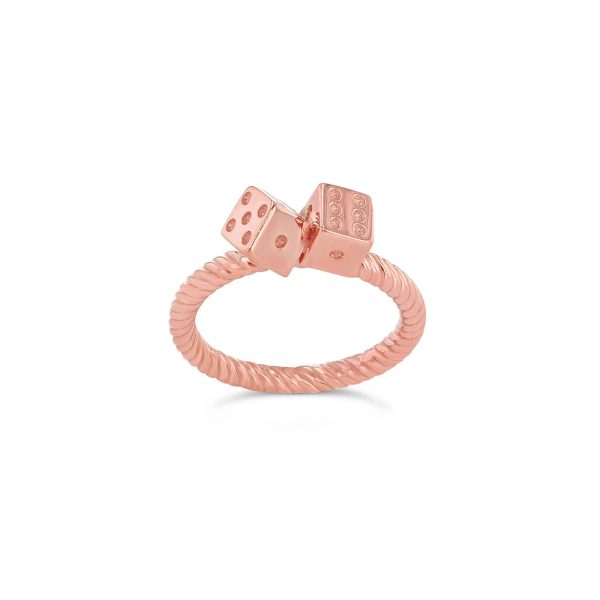 Men's Dice Rope Ring in 9ct Rose Gold