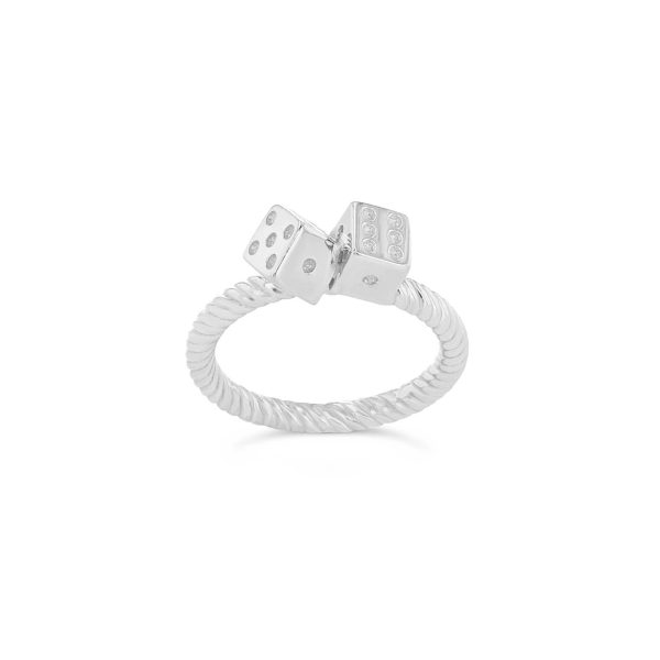 Men's Dice Rope Ring in 9ct White Gold