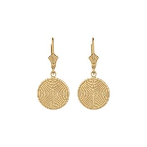 Chartres Labyrinth Drop Earrings in 9ct Gold