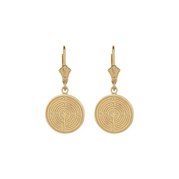 Chartres Labyrinth Drop Earrings in 9ct Gold