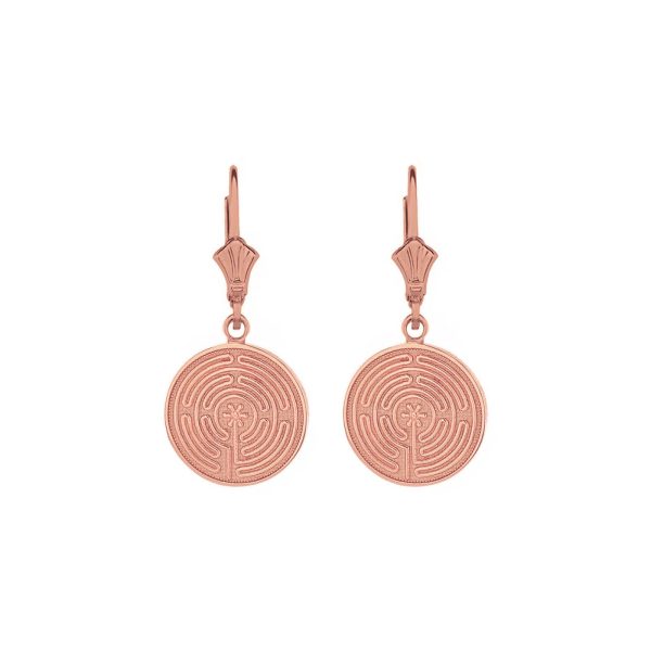 Chartres Labyrinth Drop Earrings in 9ct Rose Gold