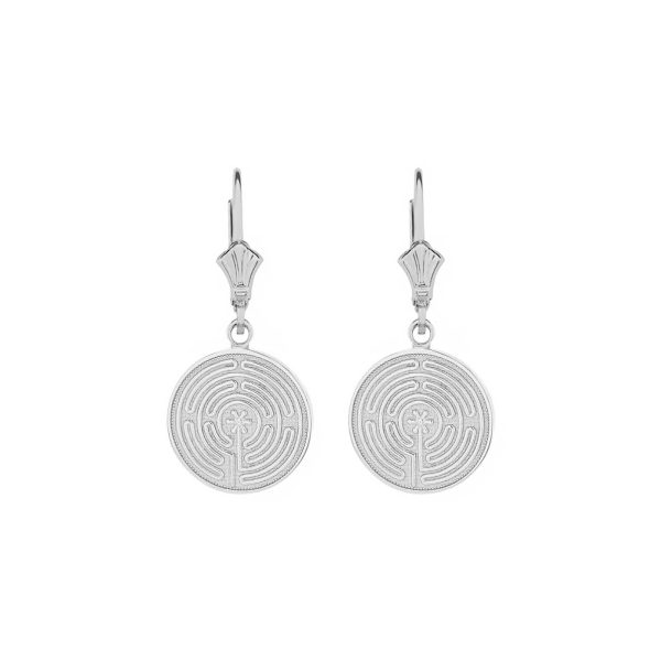 Chartres Labyrinth Drop Earrings in Sterling Silver