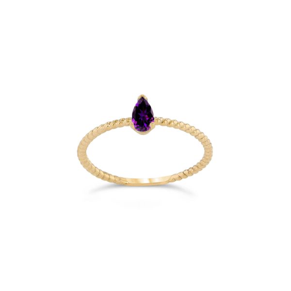 Amethyst Pear Rope Ring in 9ct Gold