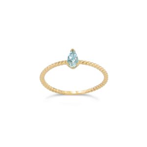 Aquamarine Pear Rope Ring in 9ct Gold