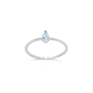 Aquamarine Pear Rope Ring in 9ct White Gold