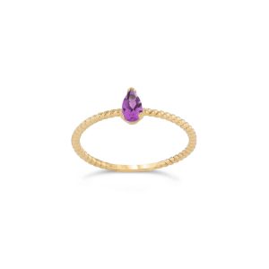 Alexandrite Pear Rope Ring in 9ct Gold