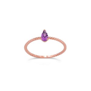 Alexandrite Pear Rope Ring in 9ct Rose Gold