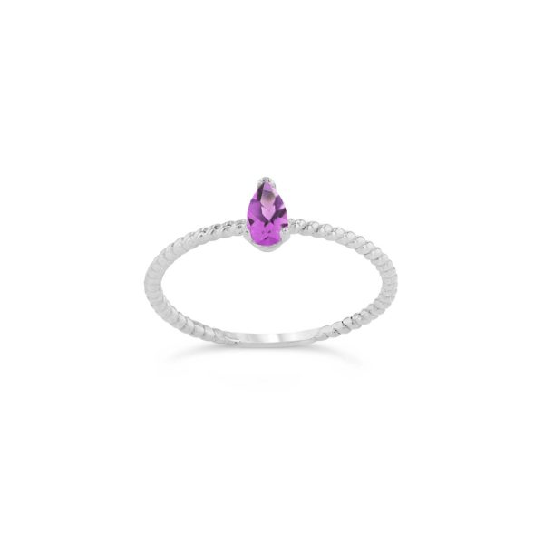 Alexandrite Pear Rope Ring in 9ct White Gold