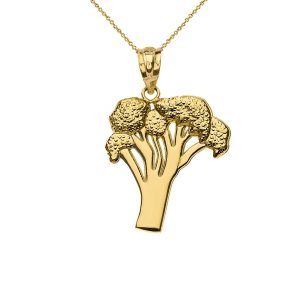 Broccoli Pendant Necklace in 9ct Gold