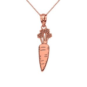 Carrot Charm Pendant Necklace in 9ct Rose Gold