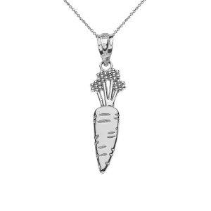 Carrot Charm Pendant Necklace in 9ct White Gold