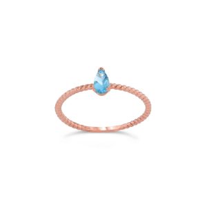 Blue Topaz Vertical Stackable Ring in 9ct Rose Gold