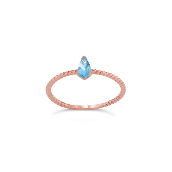 Blue Topaz Vertical Stackable Ring in 9ct Rose Gold