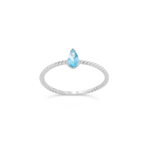 Blue Topaz Pear Rope Ring in 9ct White Gold