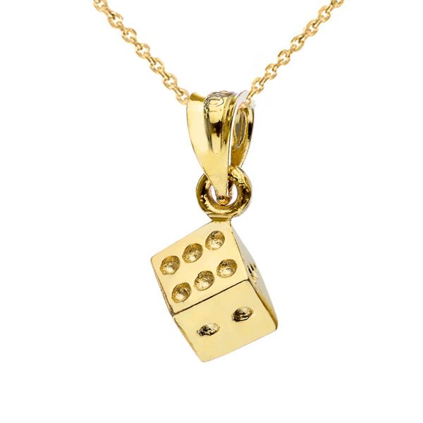 Men's 3D Dice Pendant Necklace in 9ct Gold