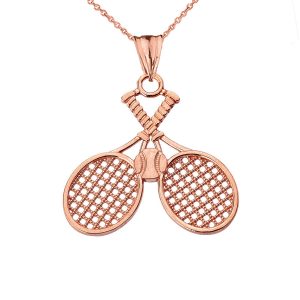 Tennis Racket Pendant Necklace in 9ct Rose Gold