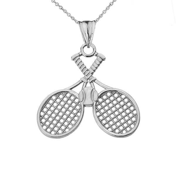 Tennis Racket Pendant Necklace in Sterling Silver