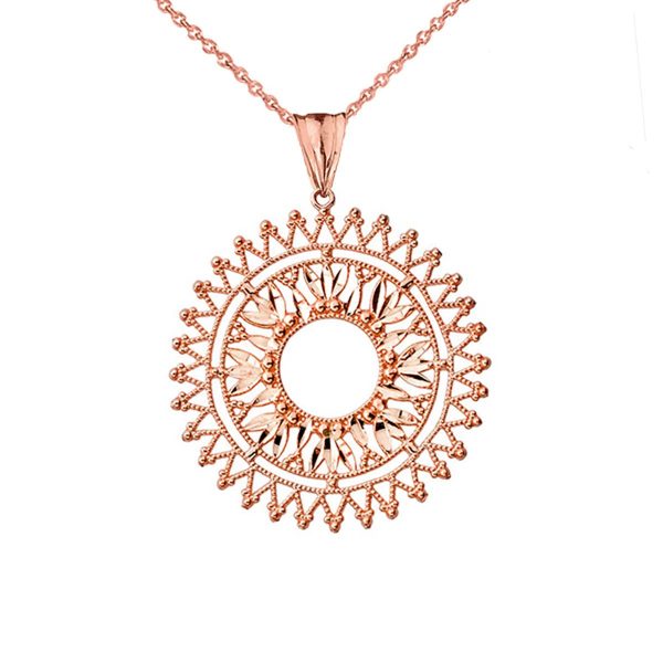 Statement Bohemian Pendant Necklace in 9ct Rose Gold